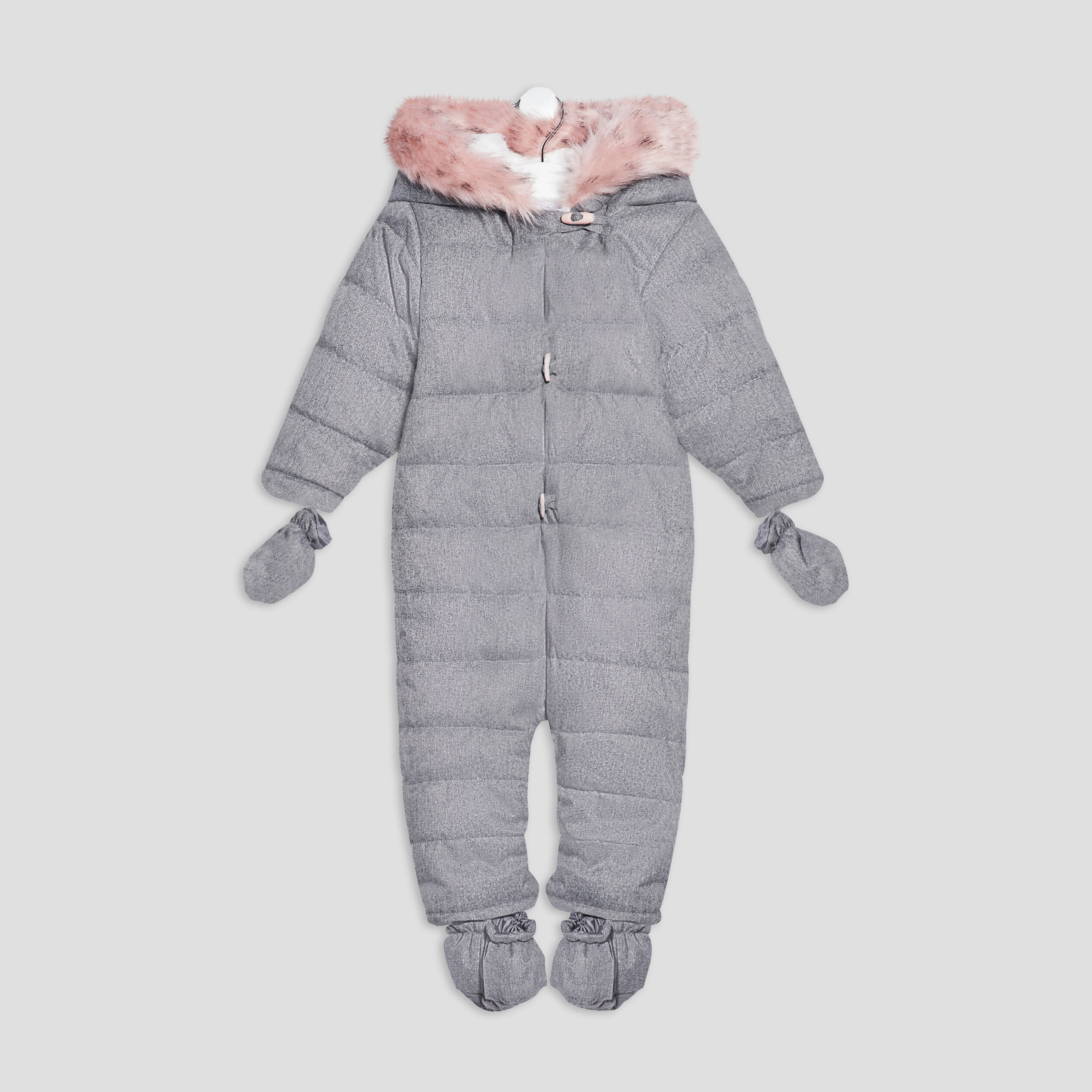 Combinaison à capuche gris bébé fille | La Halle