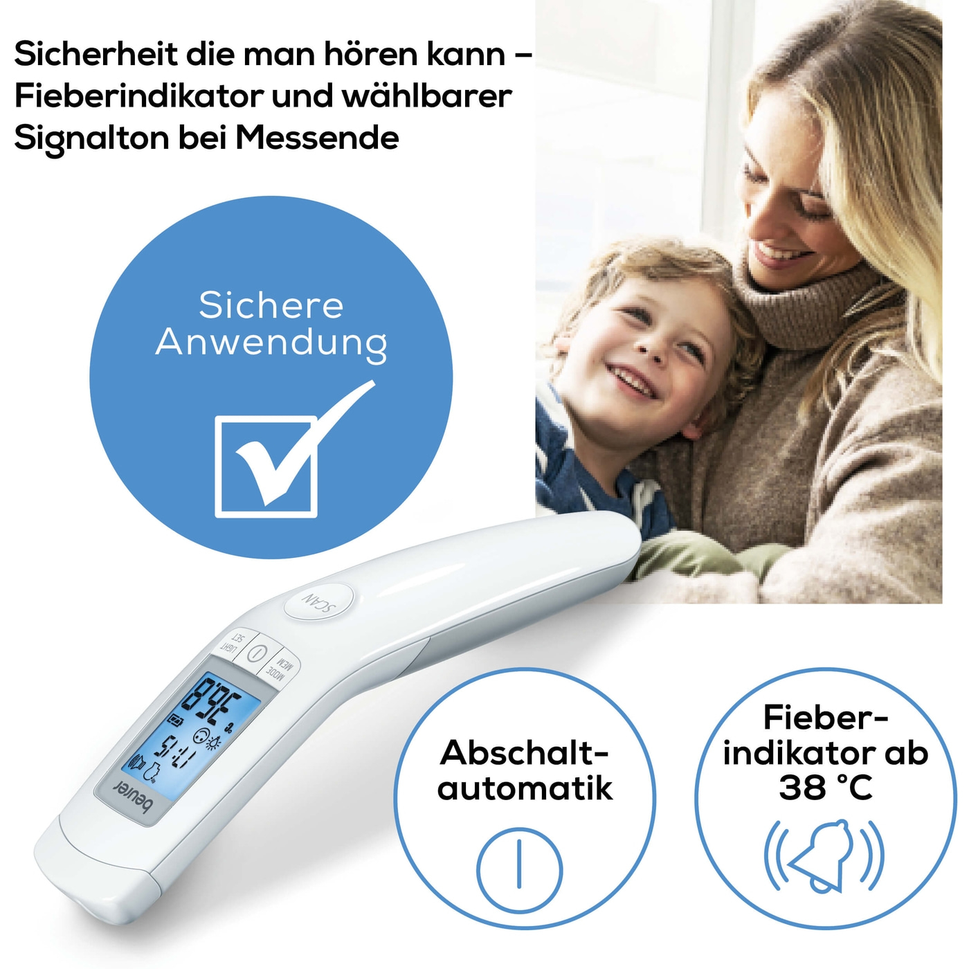 Beurer kontaktloses Thermometer FT 90-Hygienische Messung durch Infrarot-Technologie