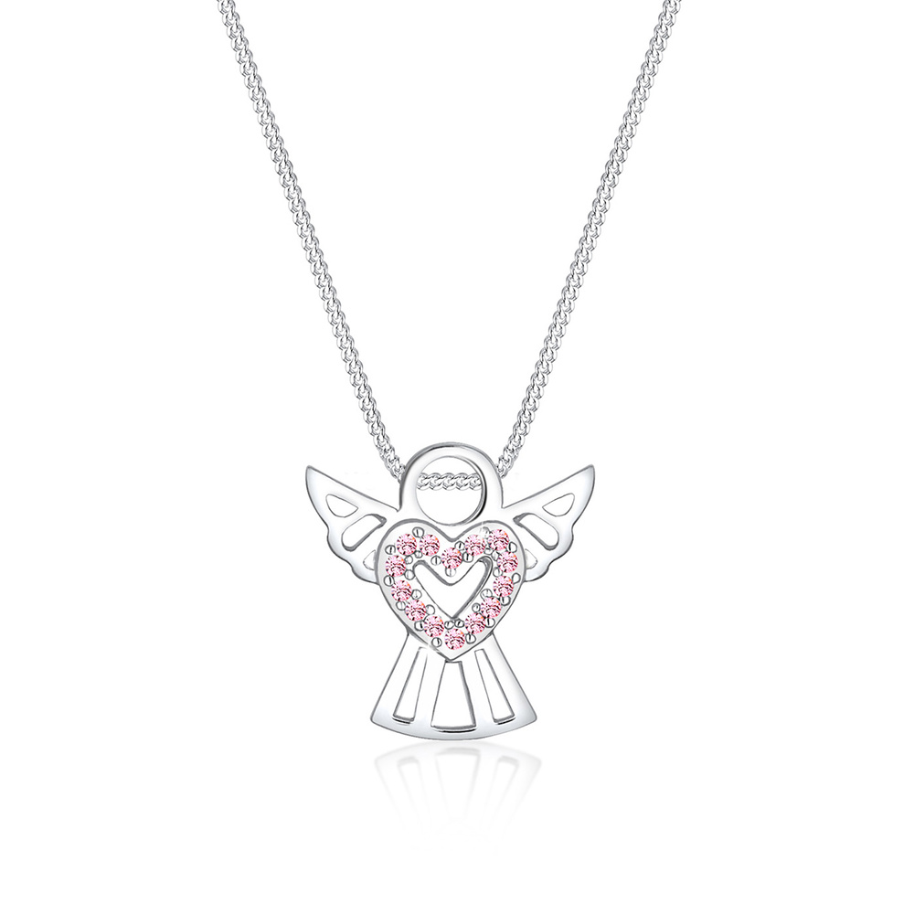 Elli Elli Collier Femme Coeur l'Ange Cristal - (925/1000) Argent collier