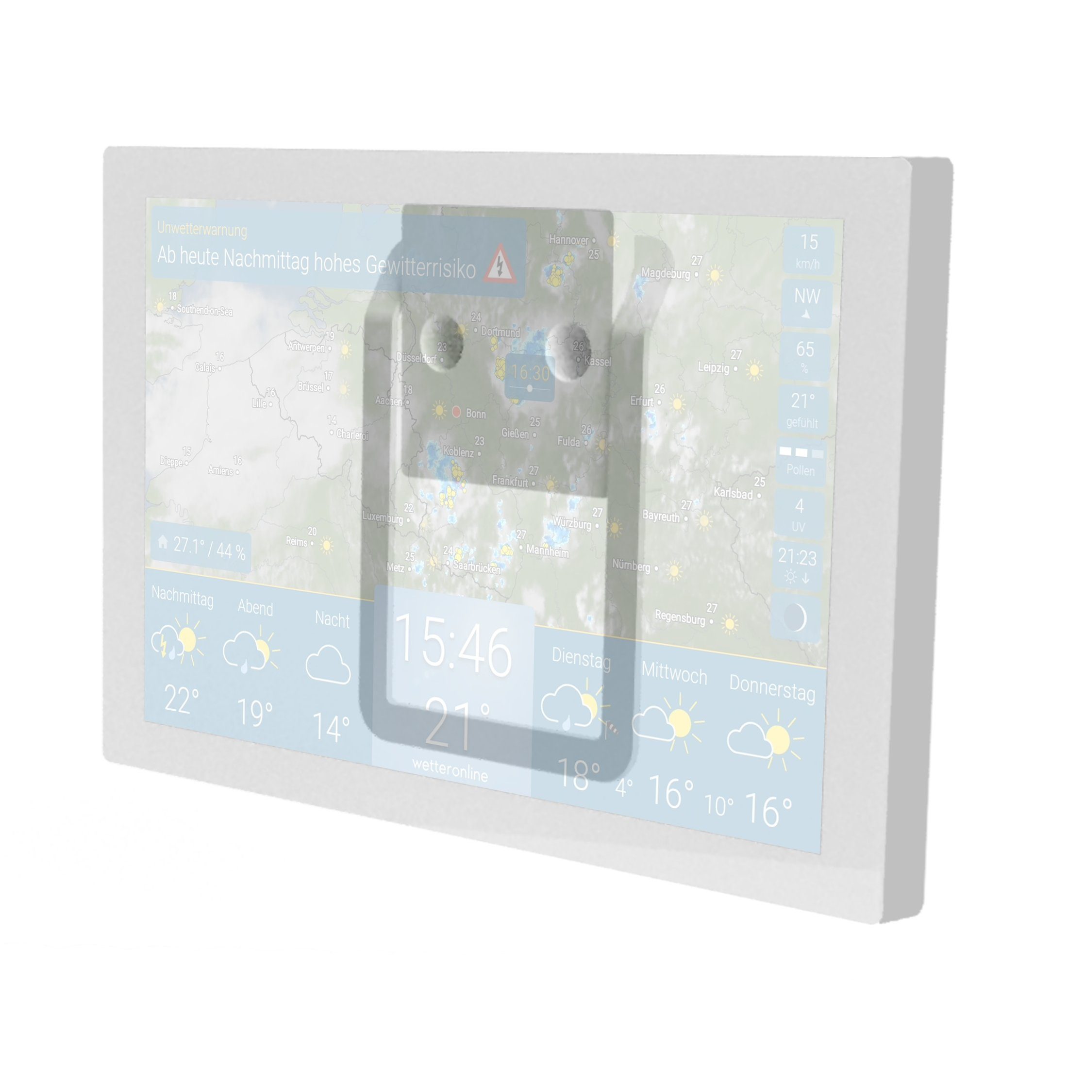 WetterOnline Wandmontage-Set für wetteronline home (ab 2. Generation) Wetterstation (Wandhalterung, Dübel, Schrauben, Kabel mit Winkelstecker, Montageanleitung, exklusiv für wetteronline home entwickelte Wandhalterung (ab 2. Gen)