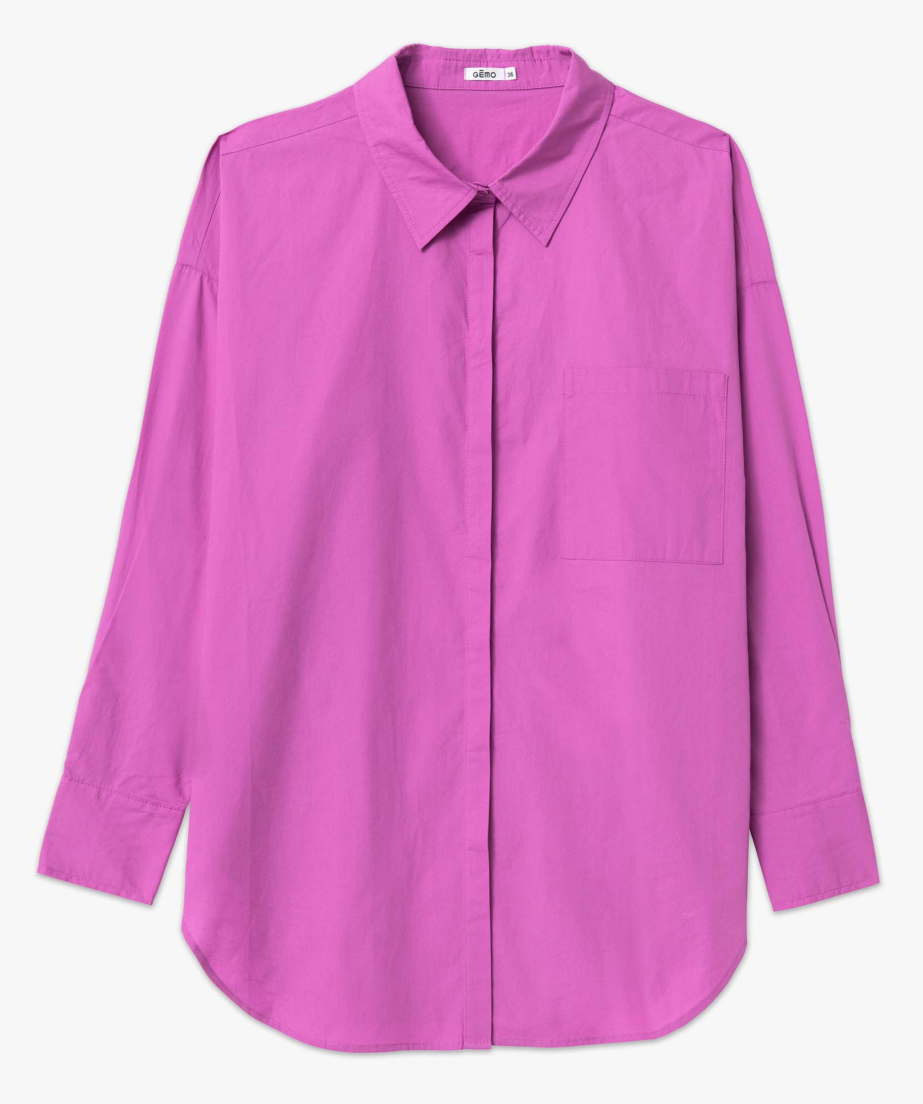 Chemise femme coupe oversize avec poche poitrine violet | GEMO