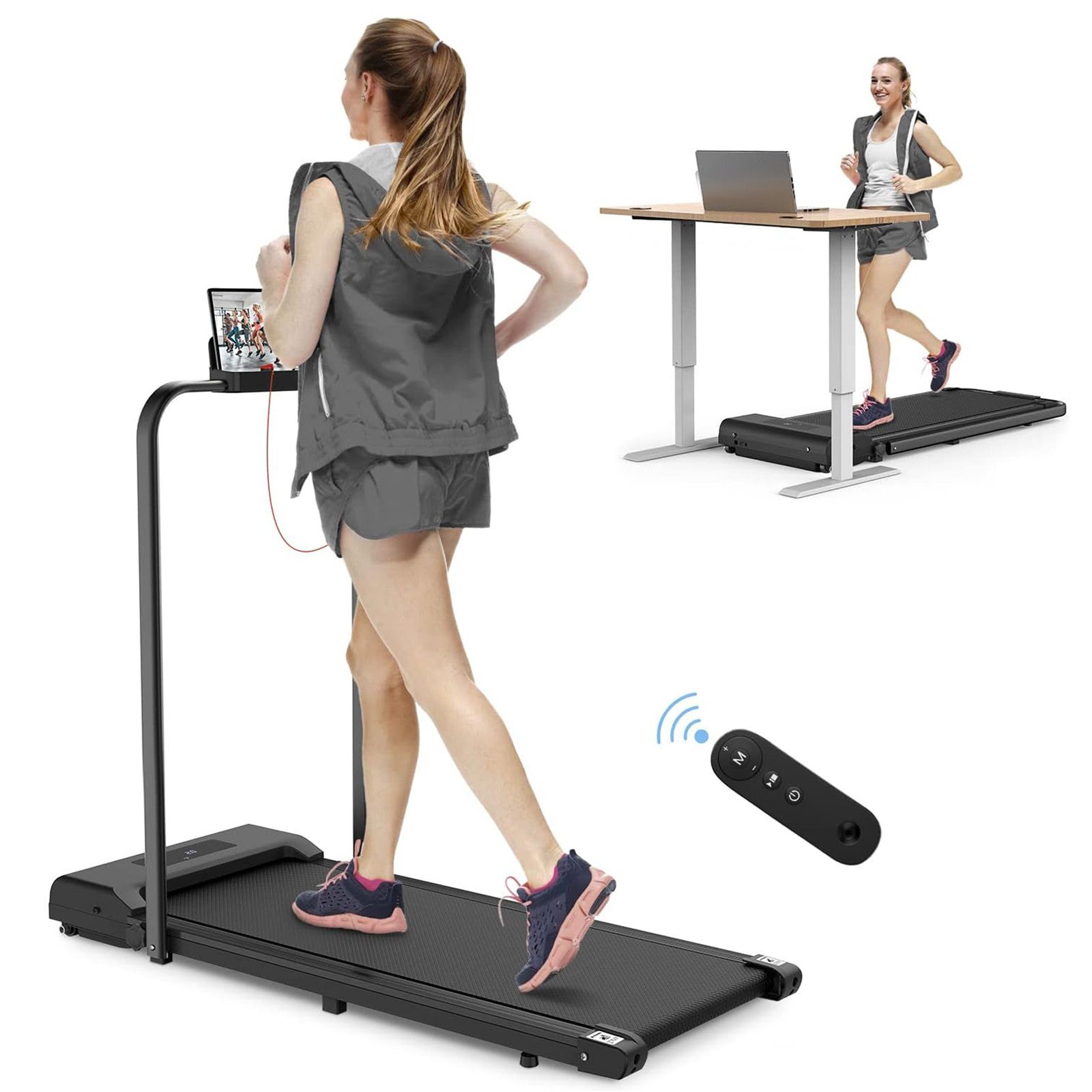 Sinaopus Laufband LB01, 2-in-1 Faltbares Laufband,für zuhause klappbar leise, Fitnessgerät mit LED Display, 1-10KM/H Treadmill