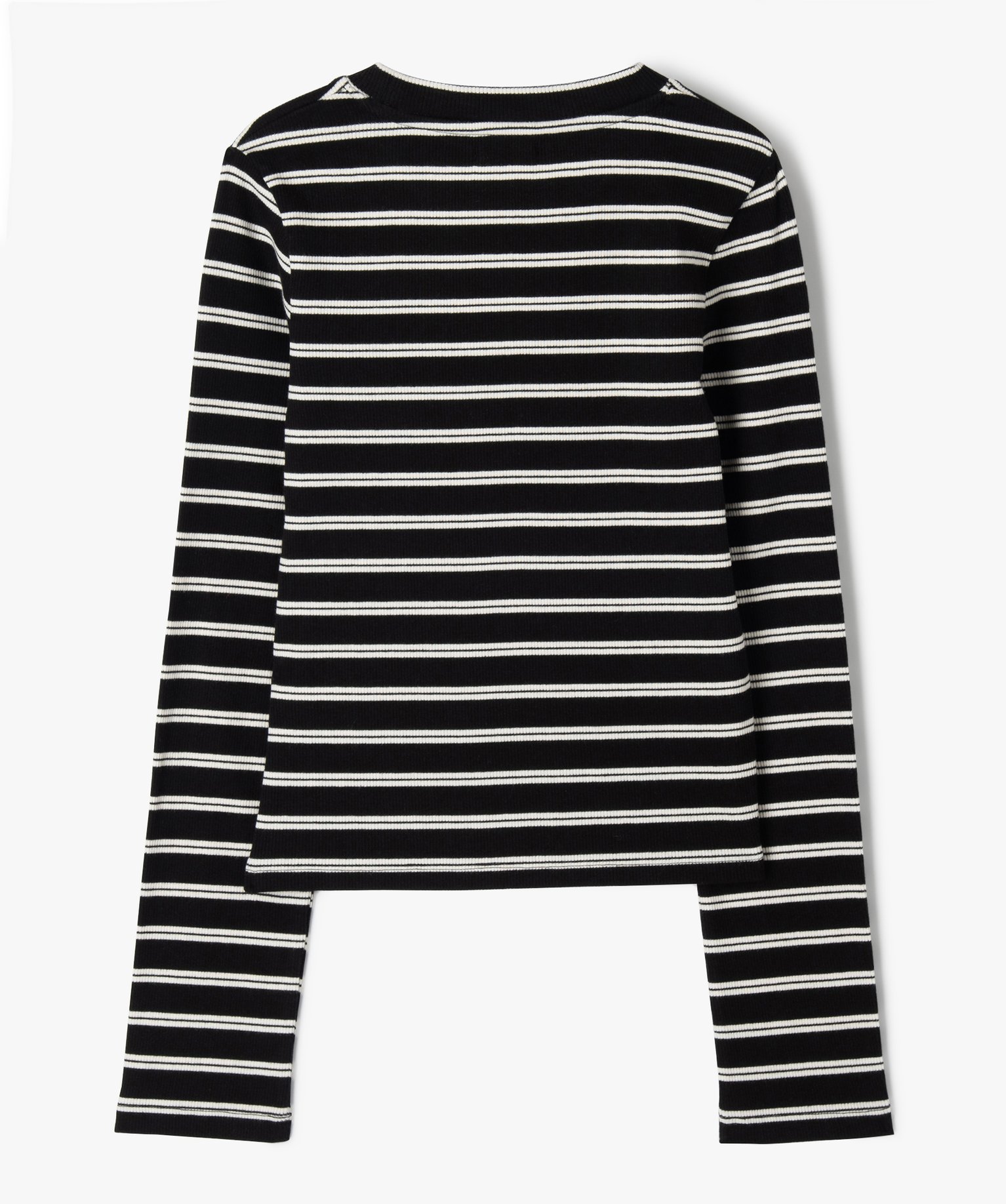 Tee-shirt à manches longues en maille ctelée fille raye | GEMO