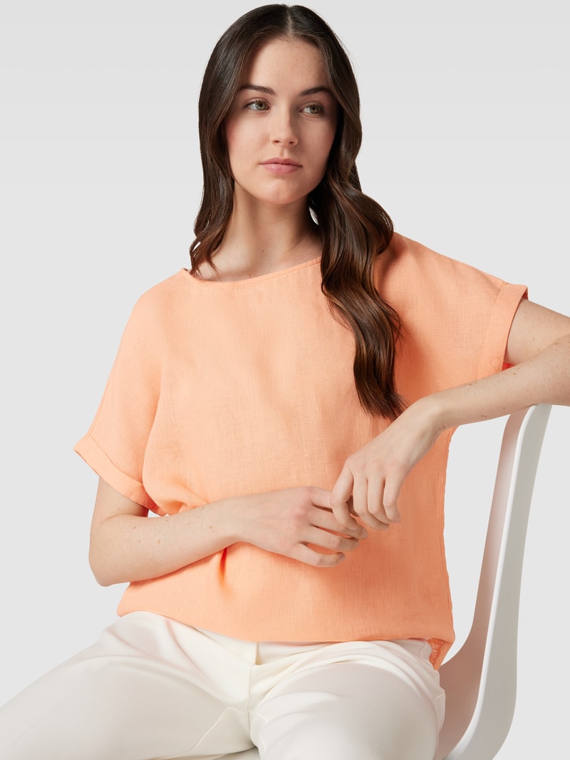 Leinenbluse mit U-Boot-Ausschnitt in apricot