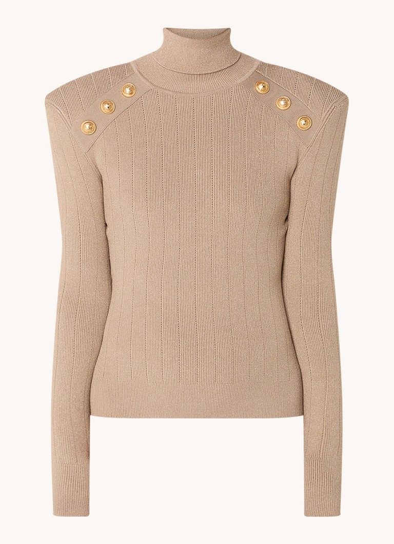 Pull à col roulé en maille fine Balmain avec épaulettes