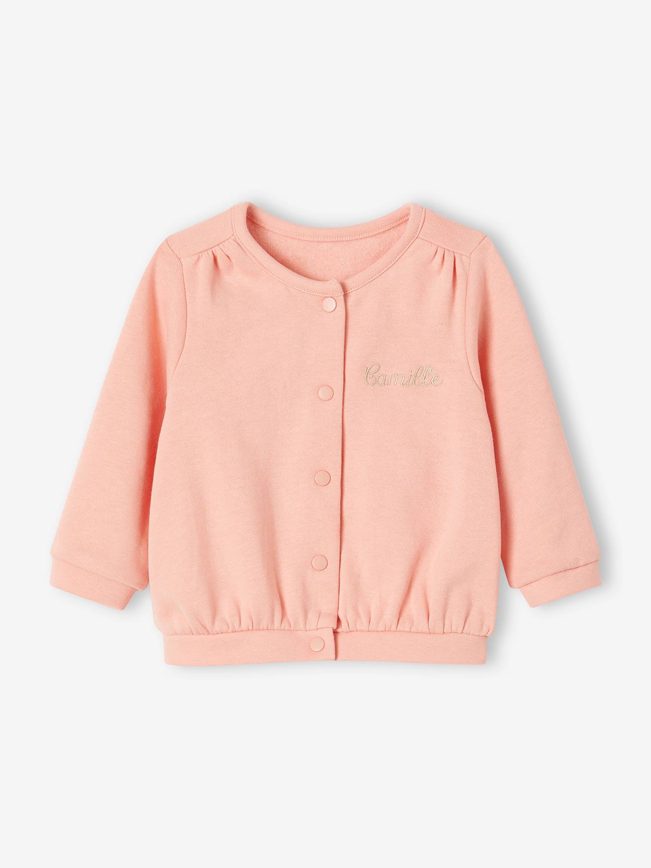 Vertbaudet Mädchen Baby-Set: Kleid, Strickjacke & Haarband, personalisierbar Oeko Tex - koralle