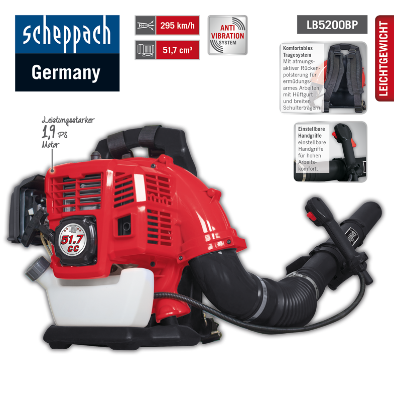 Scheppach Backpack Laubbläser LB5200BP