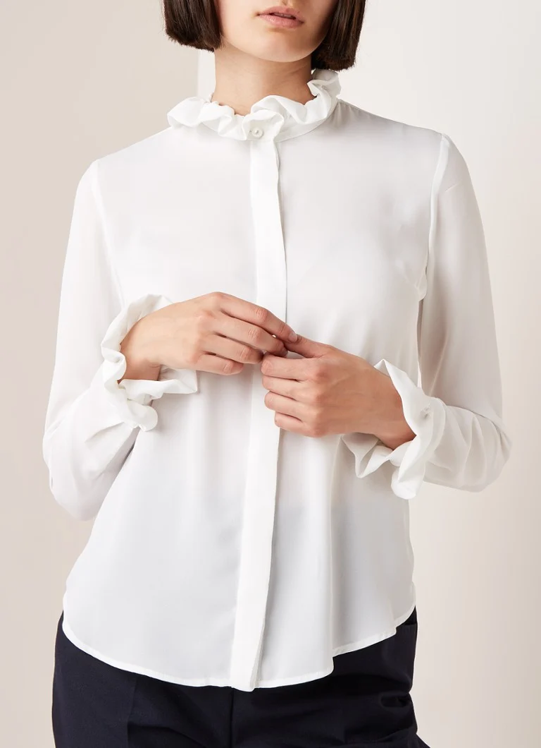 Camicetta Claudie Pierlot Colombe con colletto a balze e perle artificiali.