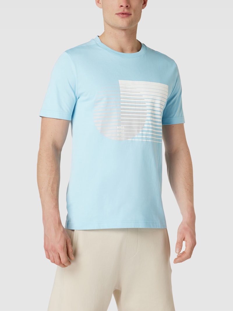 T-Shirt mit Motiv-Print Modell 'Tee 6' in hellblau