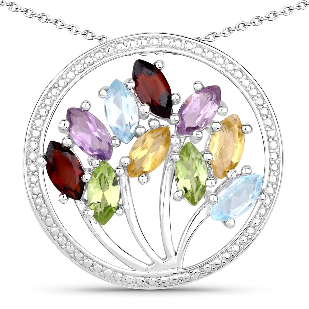 Rafaela Donata Chaîne Tree of Life Argent sterling Grenat en Argent Bijoux