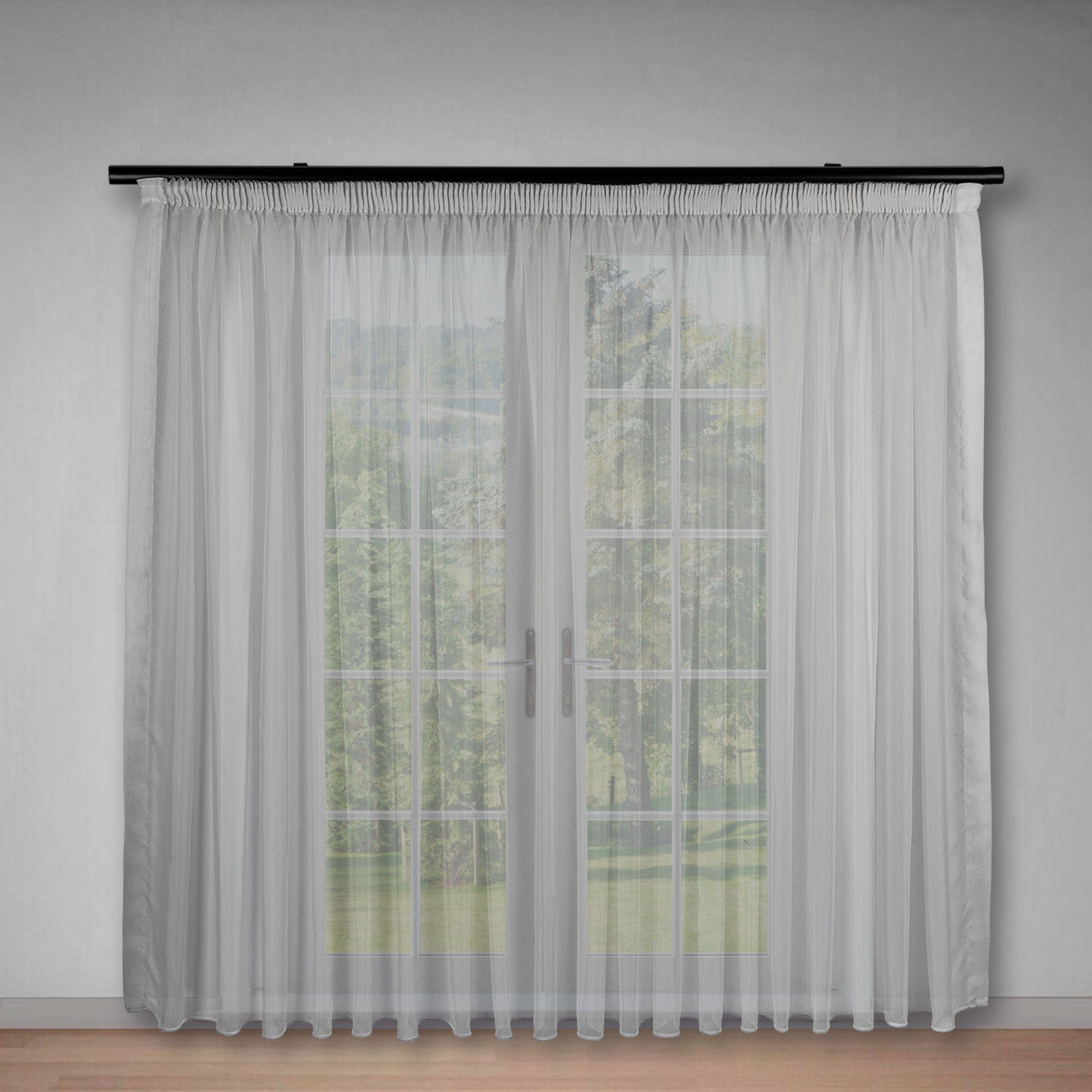 Gardine Weiße,halbtransparente Vorhänge mit Kräuselband und Bleibandabschluss, GARDINESTAN JUNG CFO GmbH, Faltenband, transparent, Store, gardinen stores, %100 polyester, Weiß Transparent