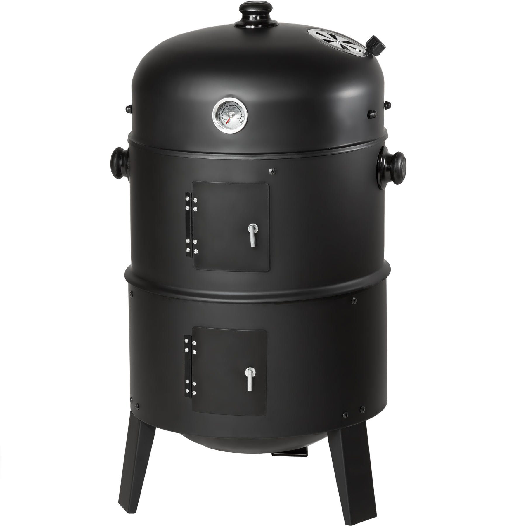 tectake Holzkohlegrill Holzkohlegrill Räuchertonne 3 in 1