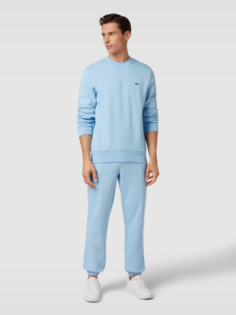 Sweatshirt mit Logo-Stitching in hellblau