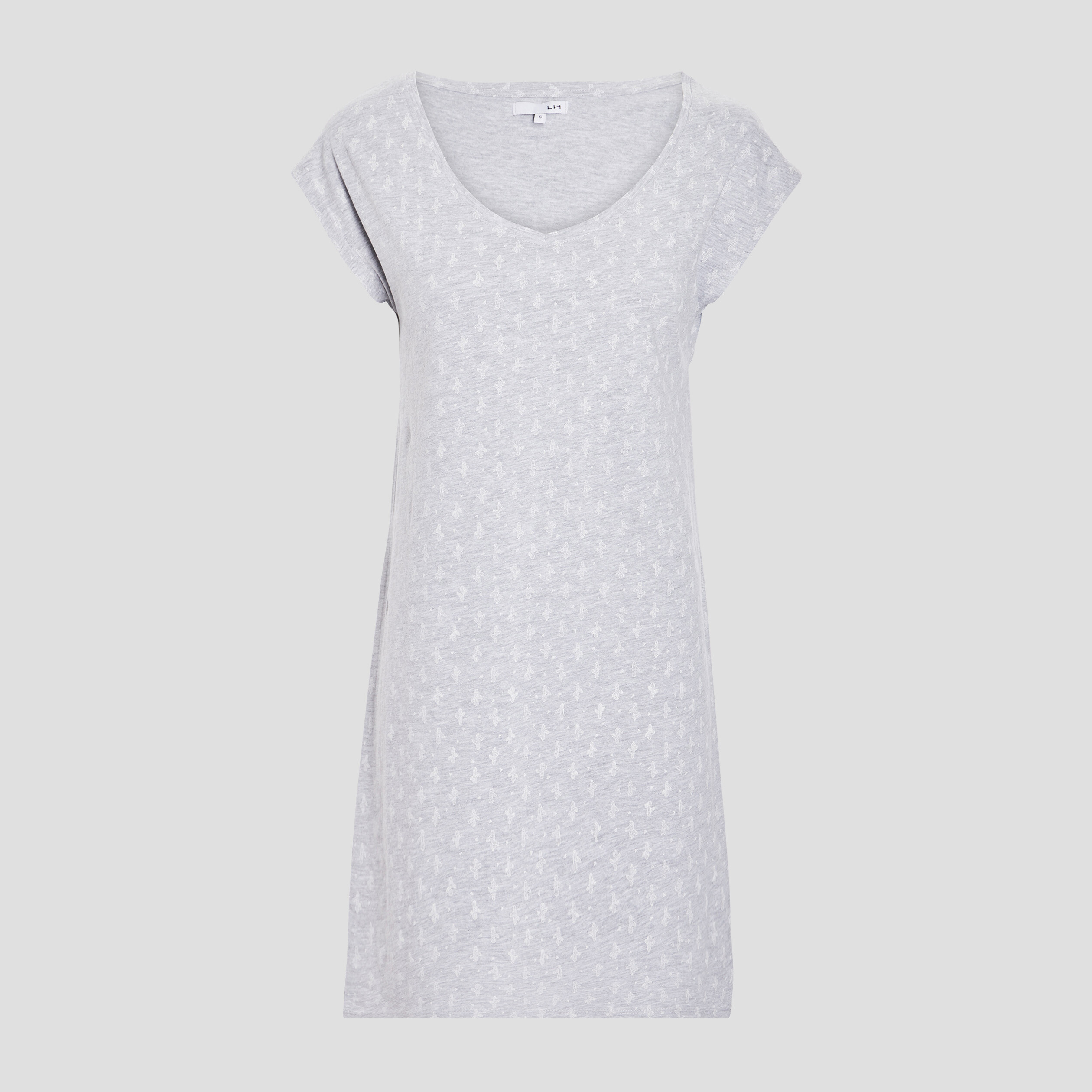 Chemise de nuit à col en V gris clair femme | La Halle