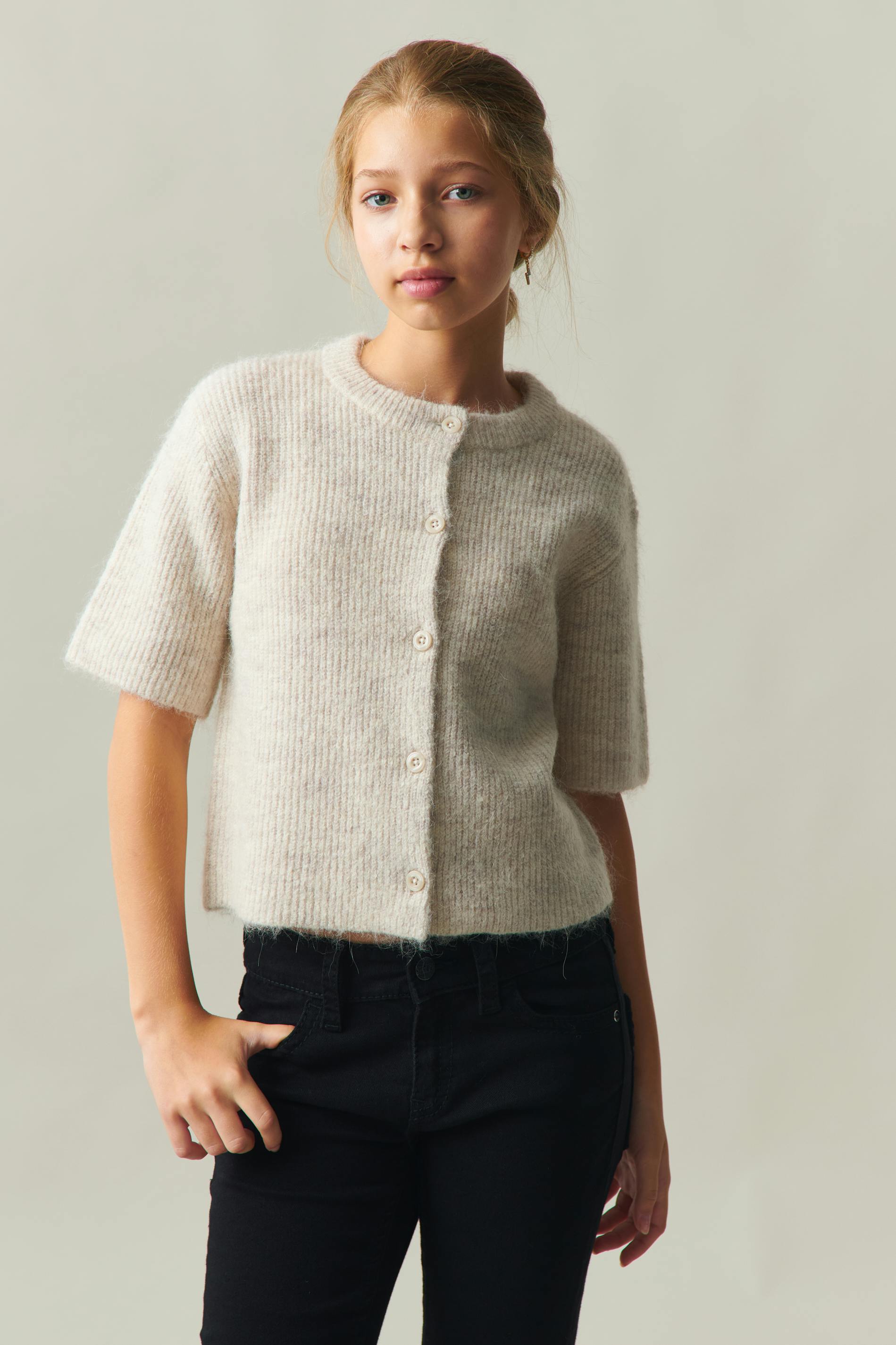 Y short sleeve cardigan