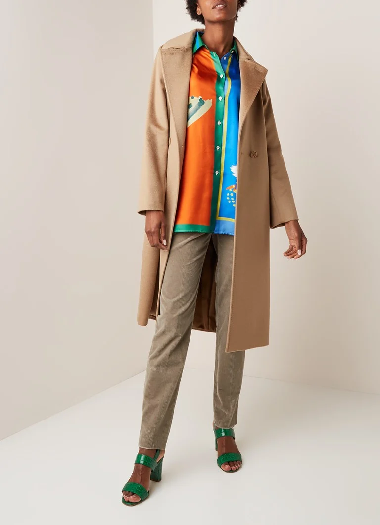 MaxMara Collage coat in wool blend with tie belt