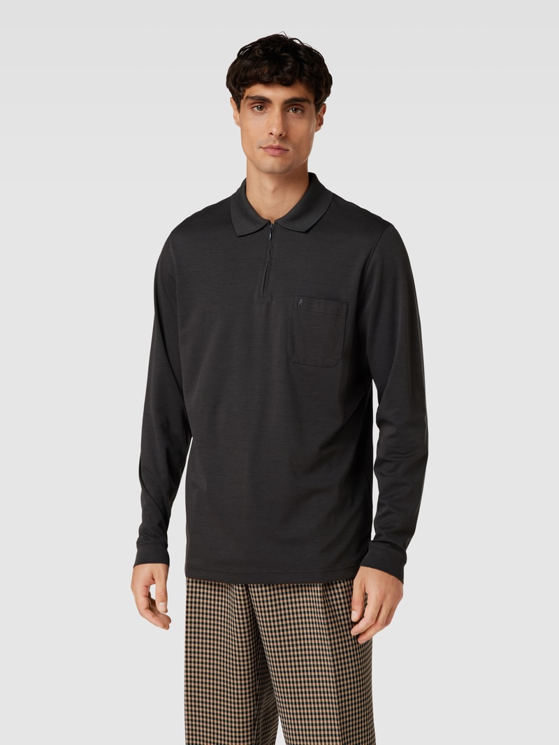 Poloshirt mit kurzer Reißverschlussleiste in anthrazit