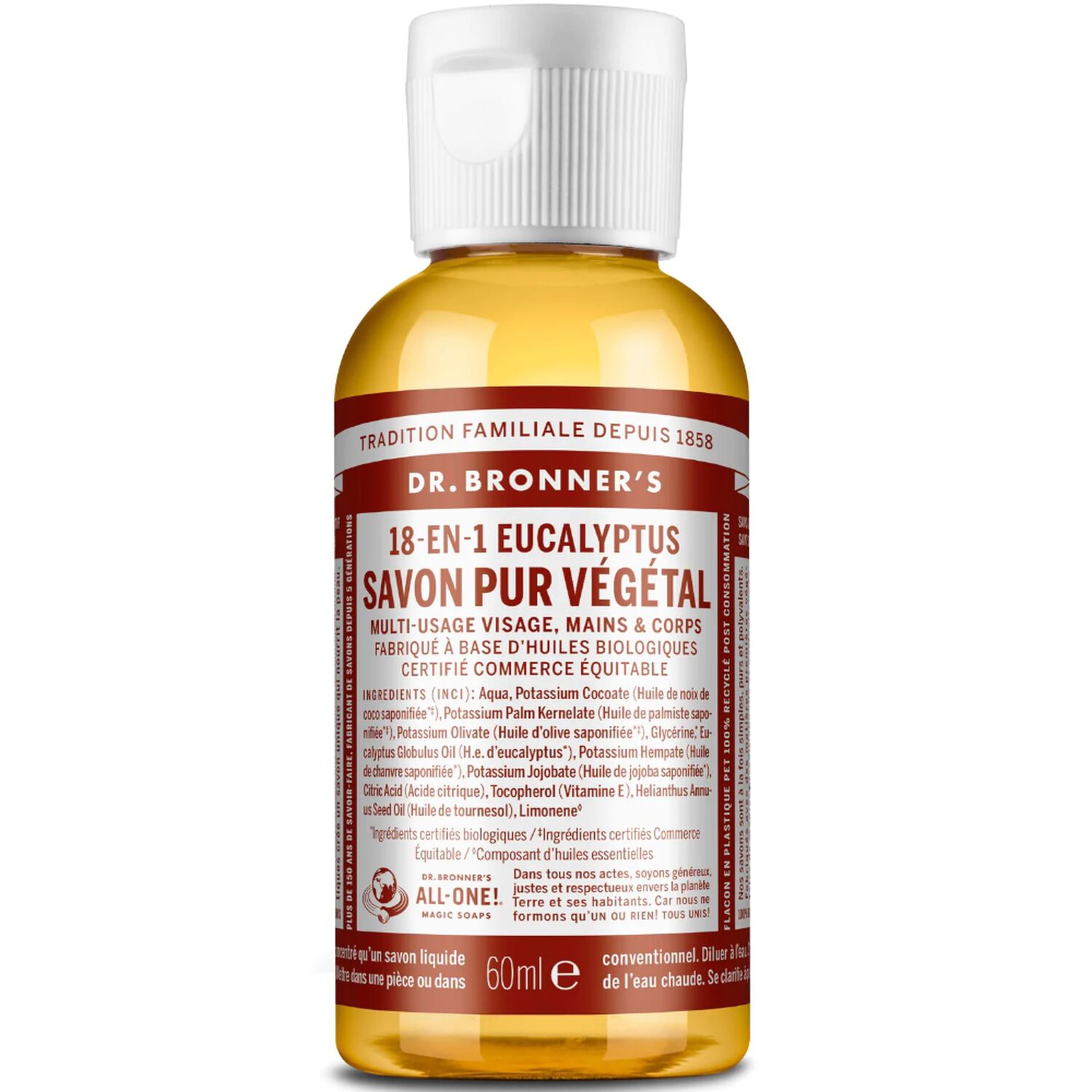 Dr Bronners Savon Liquide Eucalyptus Un savon de Castille liquide naturel 18-en-1