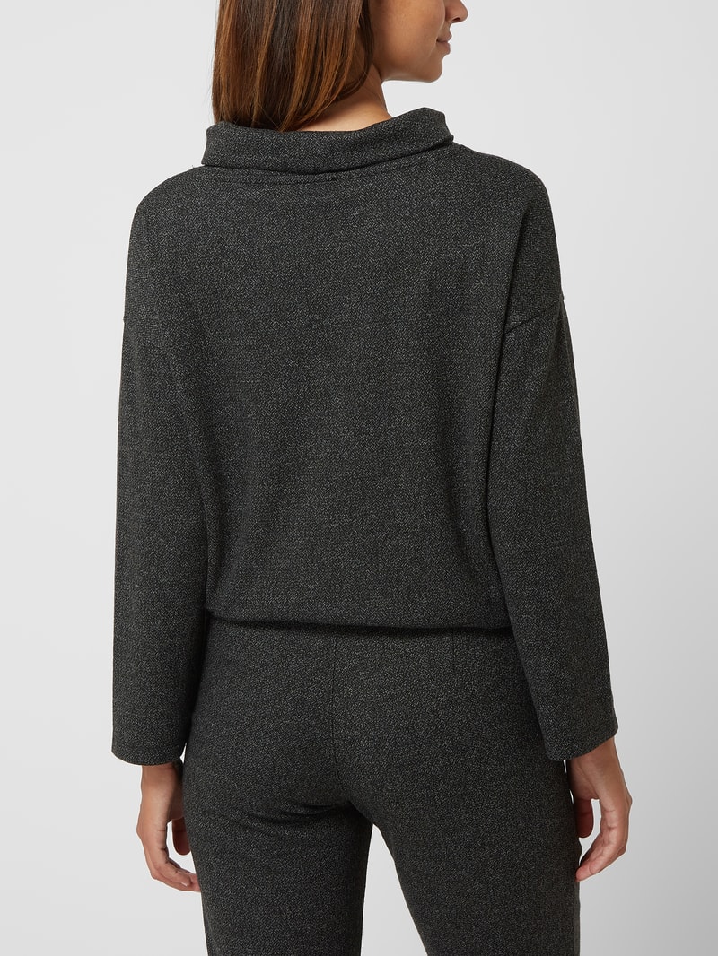Sweatshirt in Salz-und-Pfeffer-Optik in schwarz