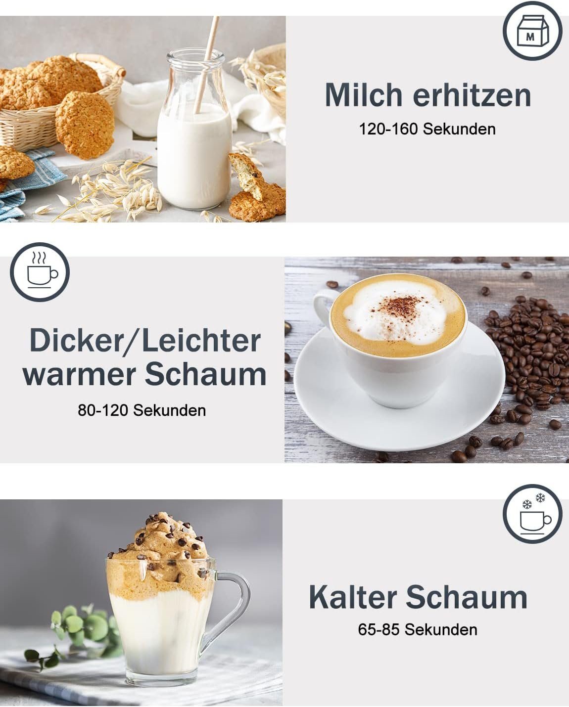 autolock Milchaufschäumer 4 in 1 Milchaufschäumer elektrisch,Automatischer Milchschäumer, 400W,350Ml Aus Edelstahlfür Heißer und Kalter Milchschaum