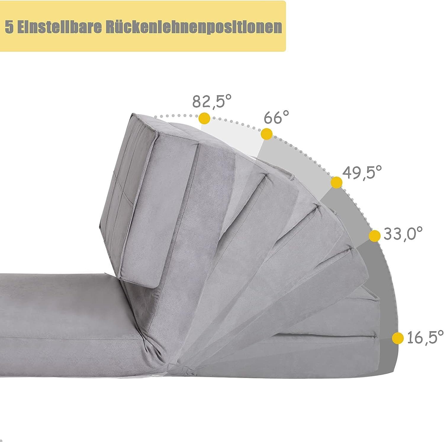 KOMFOTTEU Sofa Bodensofa Klappsofa, mit 5 Winkelstufen, mit Schlaffunktion