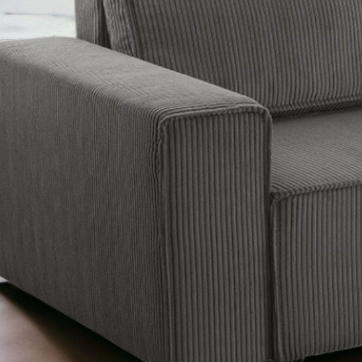 DD-COLLECTION Ecksofa Wohnlandschaft Gera XL Größe, Grau, Cappuccino, mit Bettfunktion, Ottomane Rechts Links Universell, CORD-Bezug