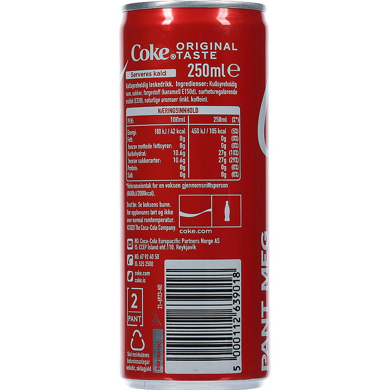 Coca-cola Coca-cola 0,25 l m/sukker