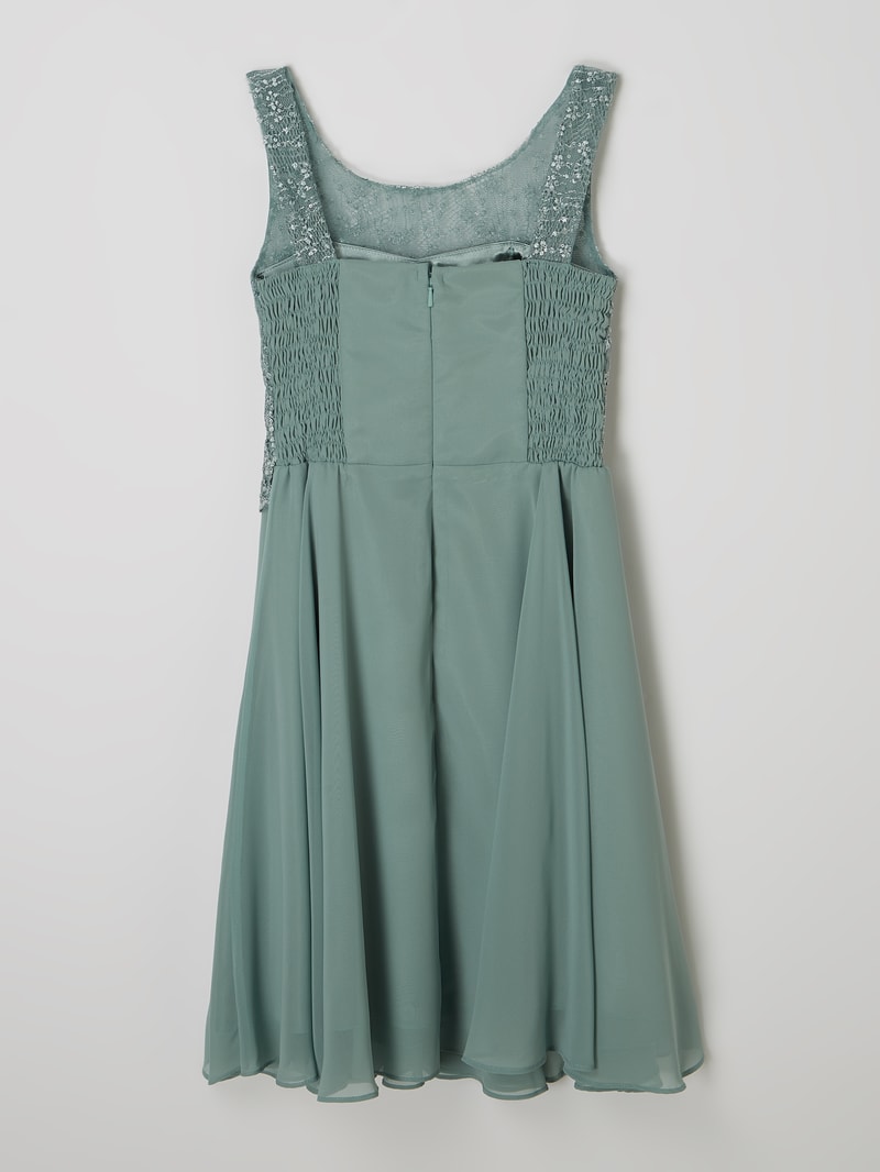 Kleid mit floralen Stickereien in mint