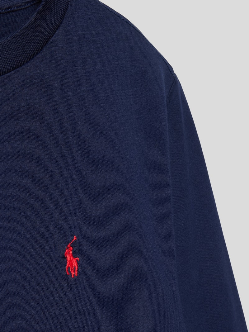 Sweatshirt mit Label-Stitching in marineblau