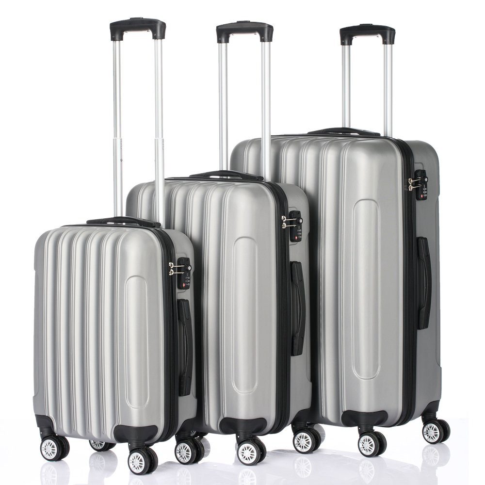 FCH Trolleyset, 4 Rollen, 3 tlg Reisekoffer Set ABS-Trolley-Koffe, Handgepäck