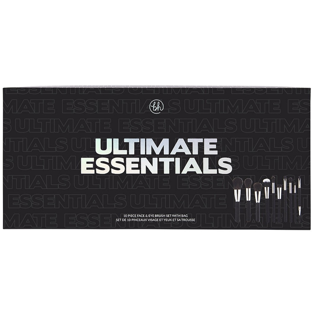 Ultimate Essentials - 10 Piece Face & Eye Brush Set with Bag