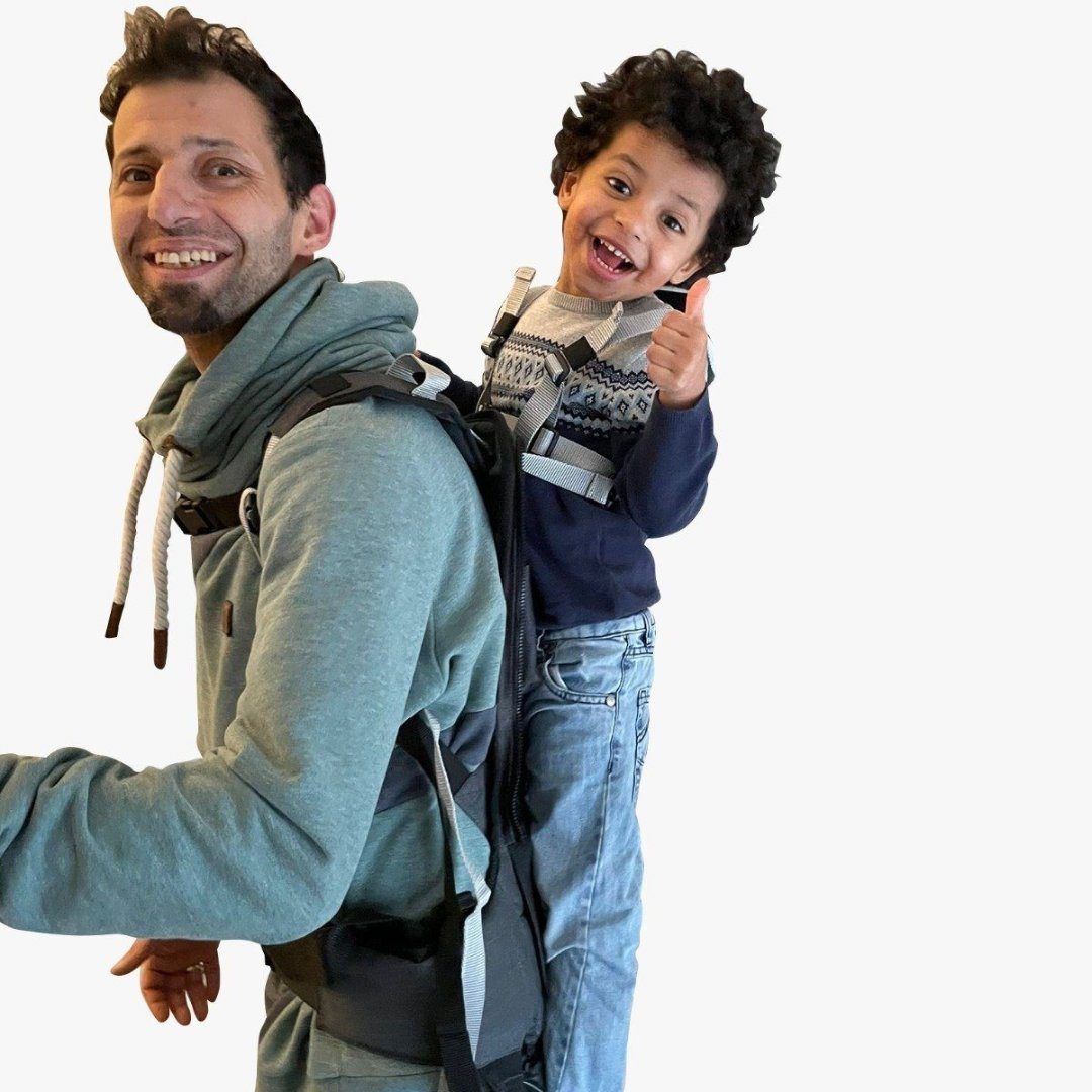 HOMB - Hop on my back! Rückentrage Soft Kraxe, Kindertrage, bis 25kg, für Wandern, Reisen & Ausflüge