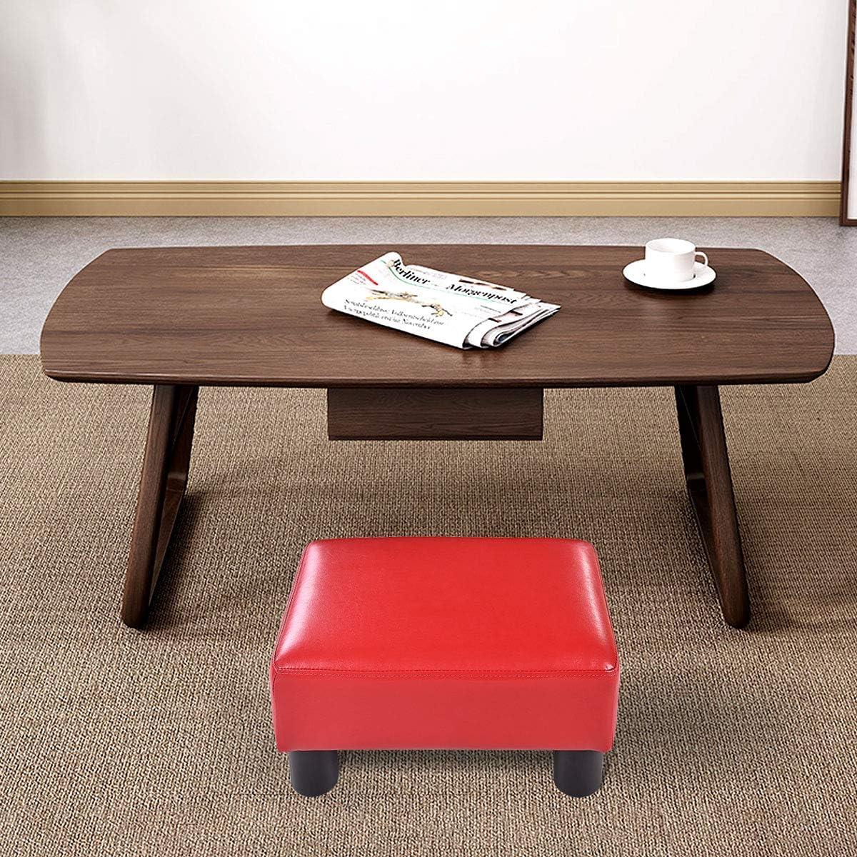 Costway COSTWAYKleiner Fußhocker, Hocker aus Kunstleder