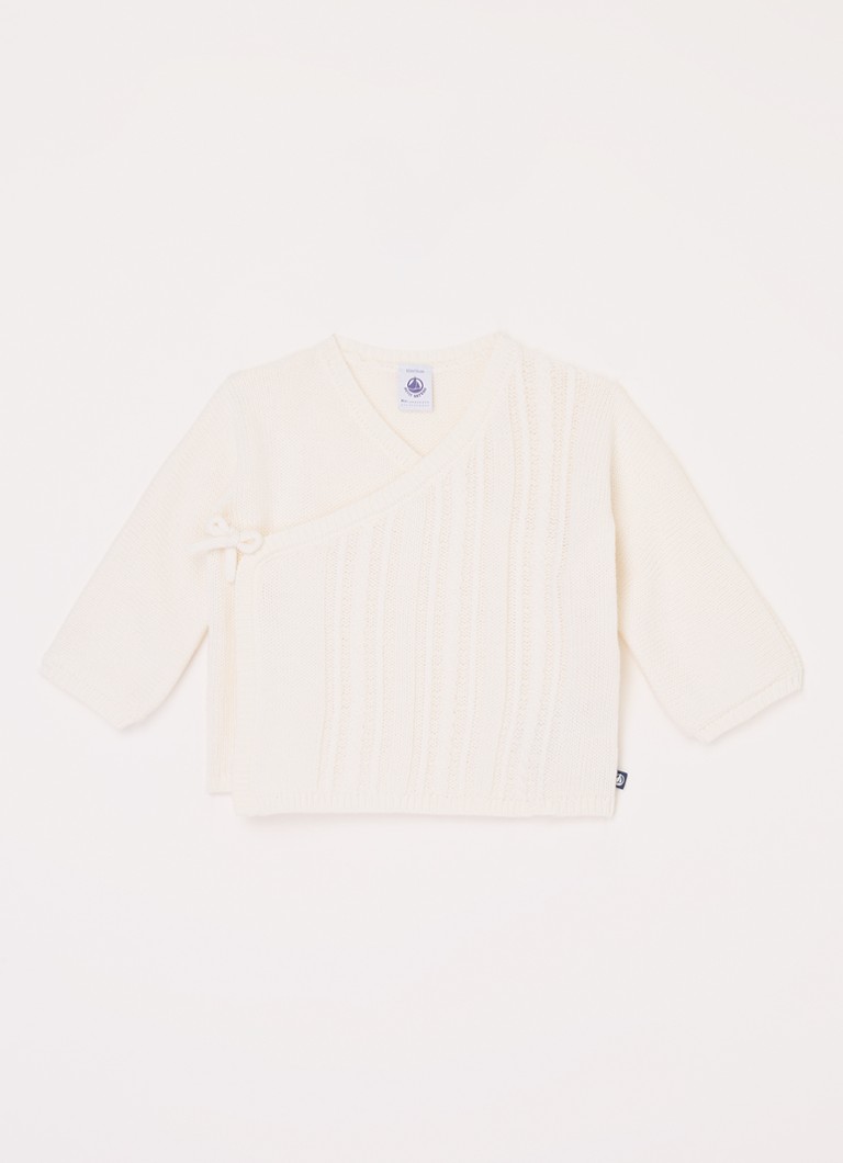 Cardigan avvolgente Petit Bateau in maglia a trecce e misto lana