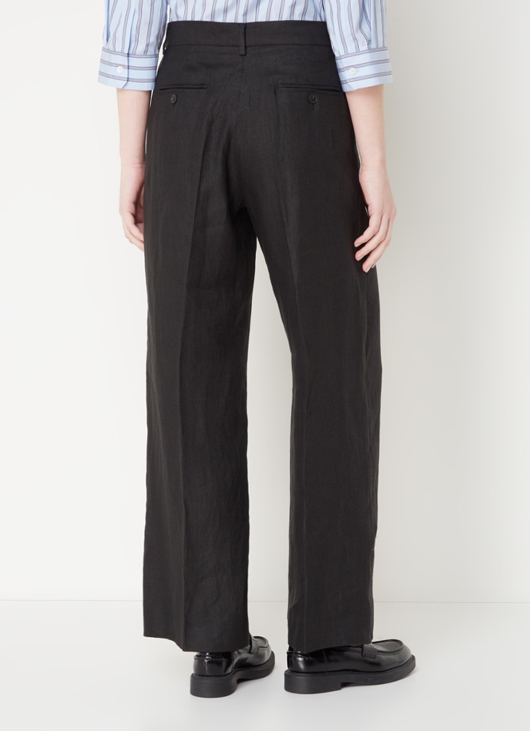 MaxMara Malizia ψηλόμεσο, φαρδύ, κοντό λινό παντελόνι με φαρδιά μπατζάκια
