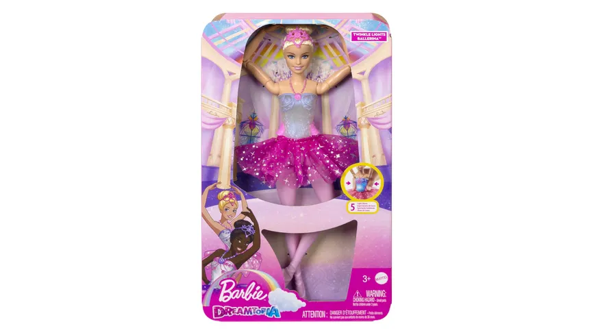 Barbie Dreamtopia Zauberlicht Ballerina (blond), Puppe mit Leucht-Kleid