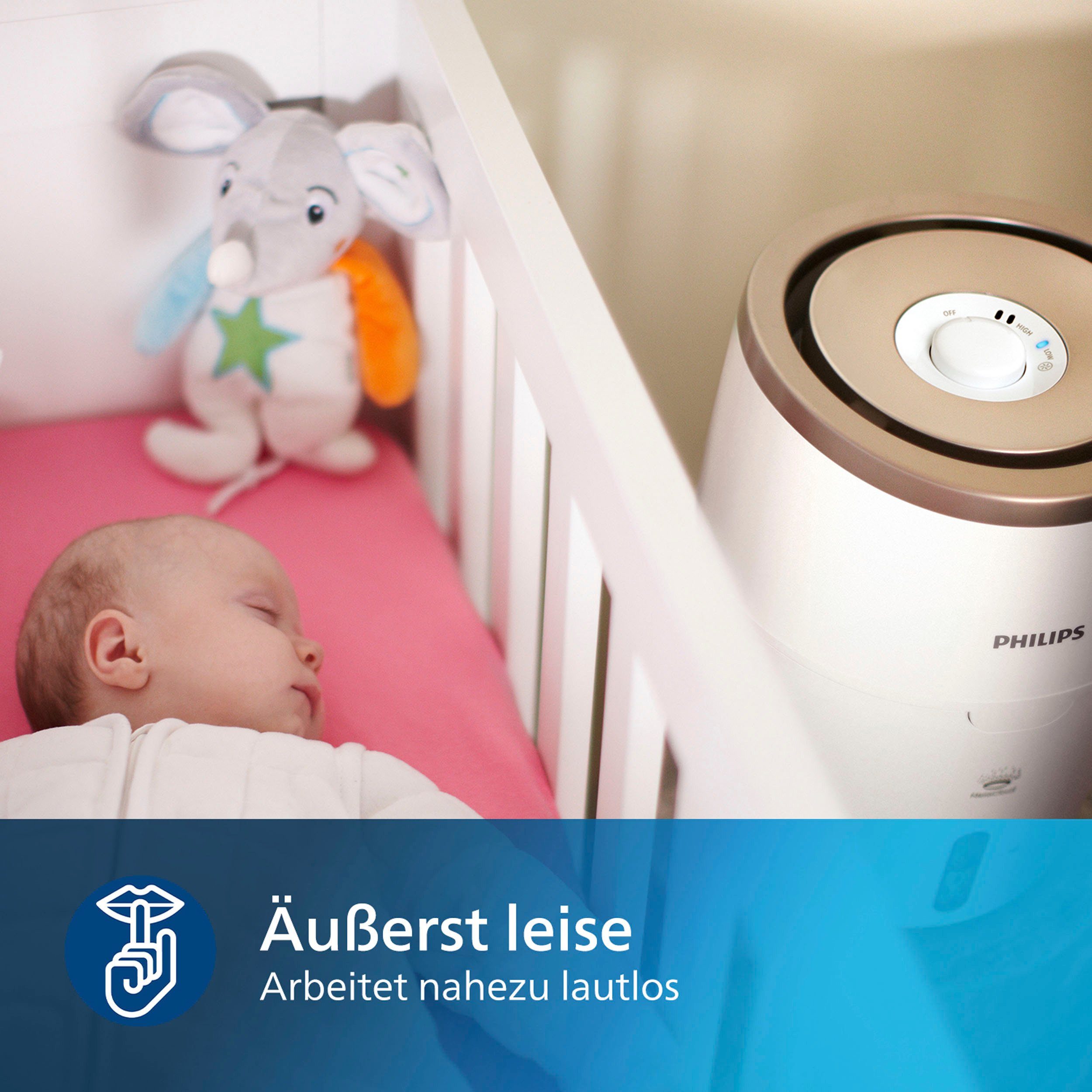 Philips Luftbefeuchter HU4811/10 2000 Serie, für 38 m² Räume, mit NanoCloud-Technologie