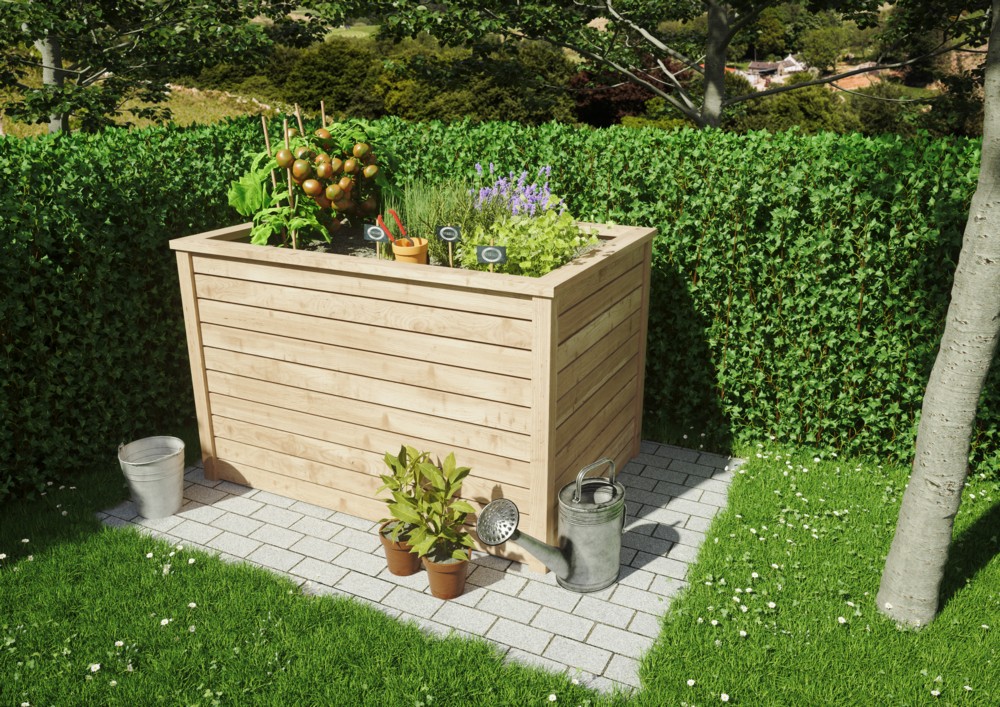 TETZNER & JENTZSCH Lärche Holz Hochbeet B125 x H80 x T85 cm, 650 Liter