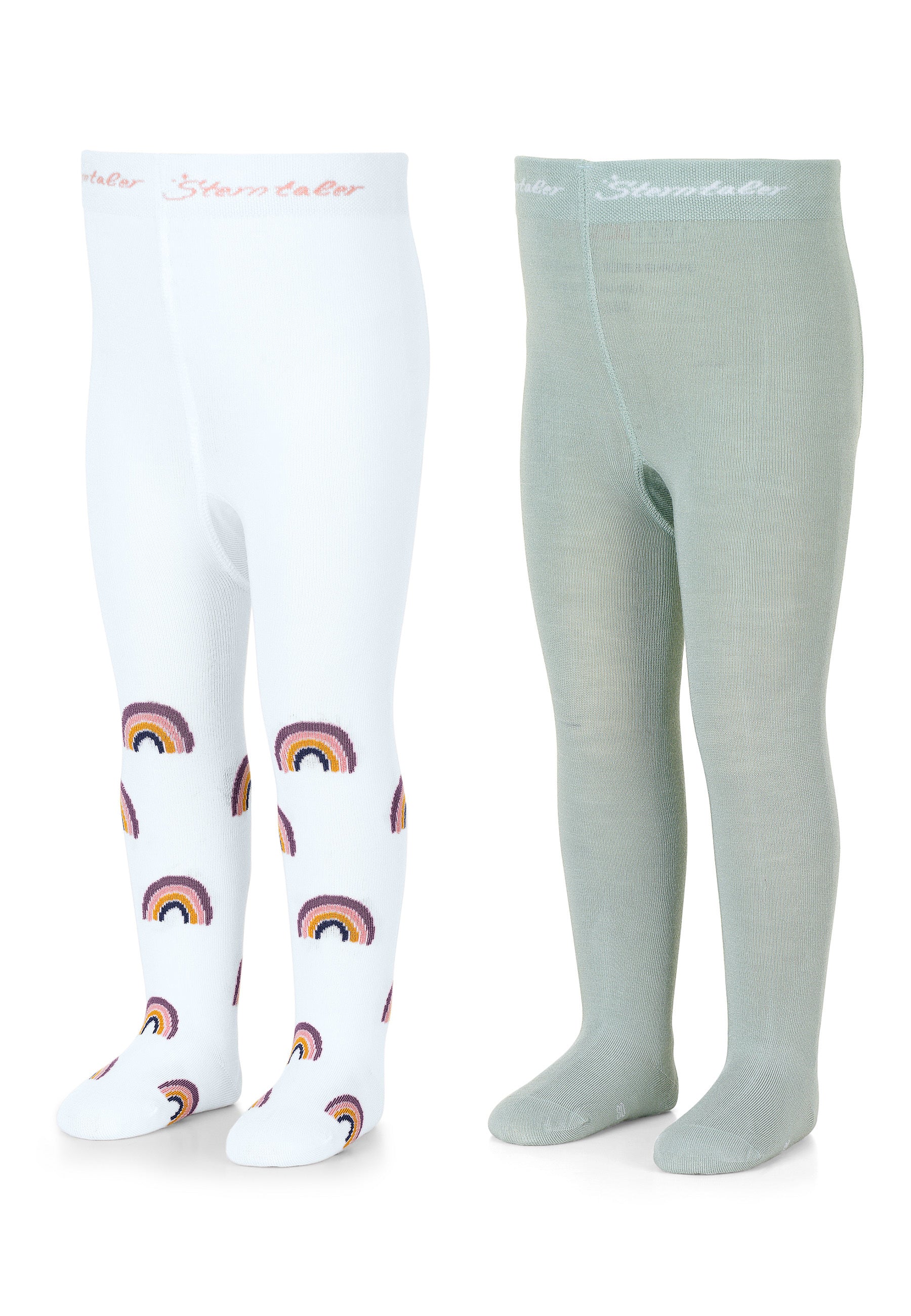 Strumpfhose 2er-Pack, Regenbogen und uni