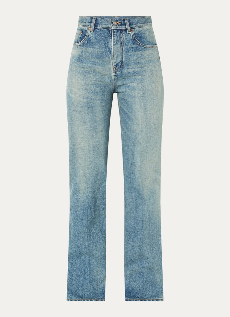 Blugi Jean Saint Laurent cu talie medie, croială dreaptă, cu aspect ușor uzat