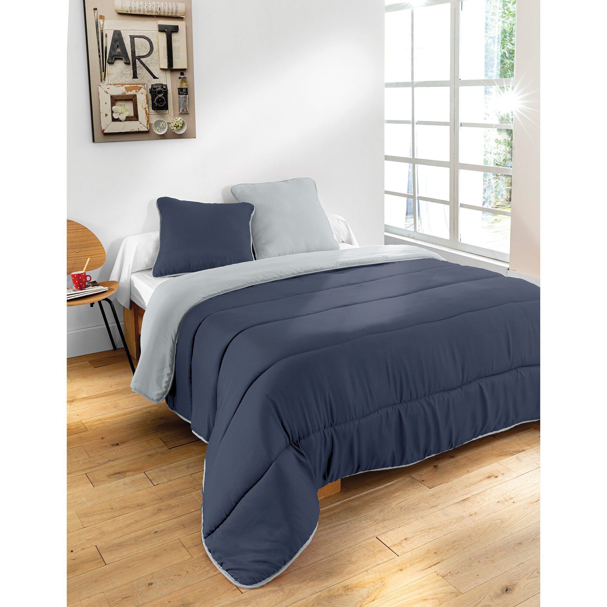 Couette bicolore microfibre 350g/m2