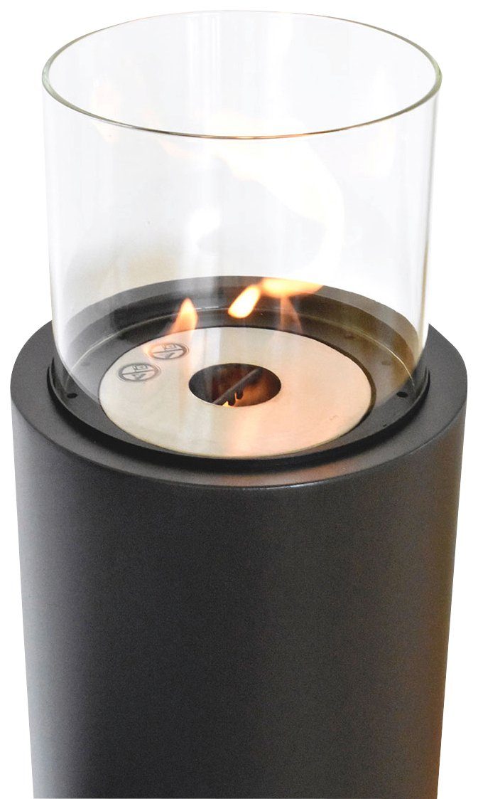 GLOW FIRE Echtfeuer-Dekokamin Glow Fire Emma Ethanol-Standsäule, mit Heizleistung, TÜV Zertifizierte Sicherheit