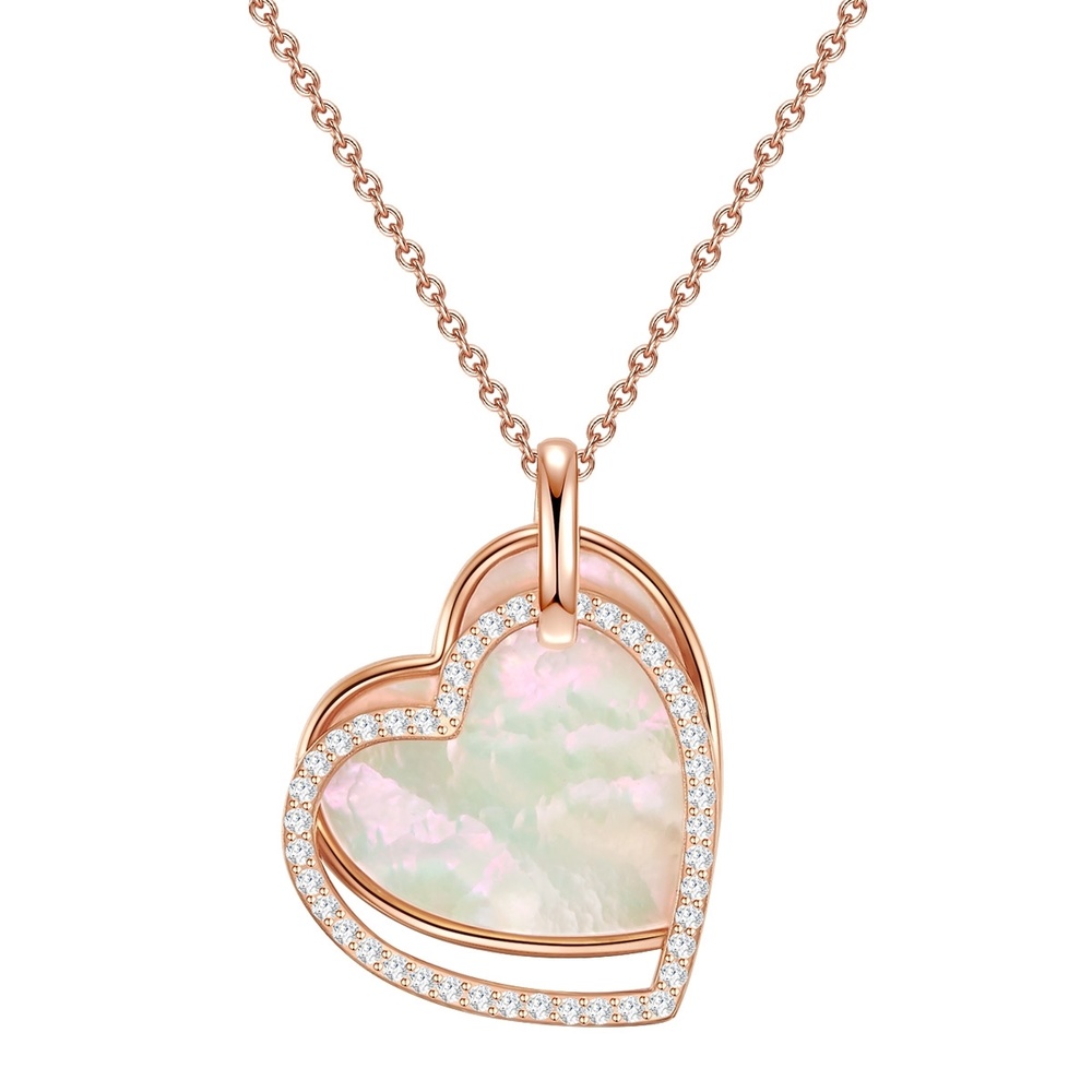 Rafaela Donata Collier en argent Coeur Argent sterling Oxyde de zirconium (CZ) Nacre en Or rose collier
