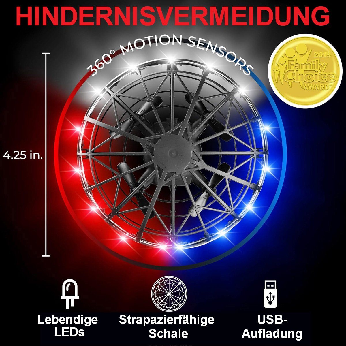 Yoyaxi LED-Handdrohne für Kinder–Leuchtendes Spielzeug für Jungen und Mädchen Drohne