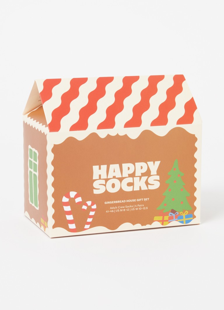 Șosete Happy Socks cu imprimeu cu căsuță de turtă dulce, într-un pachet cadou de 4.