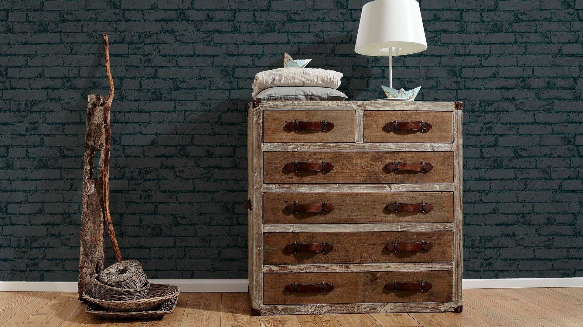 living walls Vliestapete High Rise, strukturiert, Steinoptik, glänzend, matt, metallic, (1 St), Steintapete Michalsky schwarz Tapete Steinoptik strukturiert