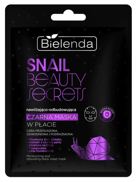 Mascarilla facial negra hidratante y regeneradora Bielenda Snail Beauty Secrets