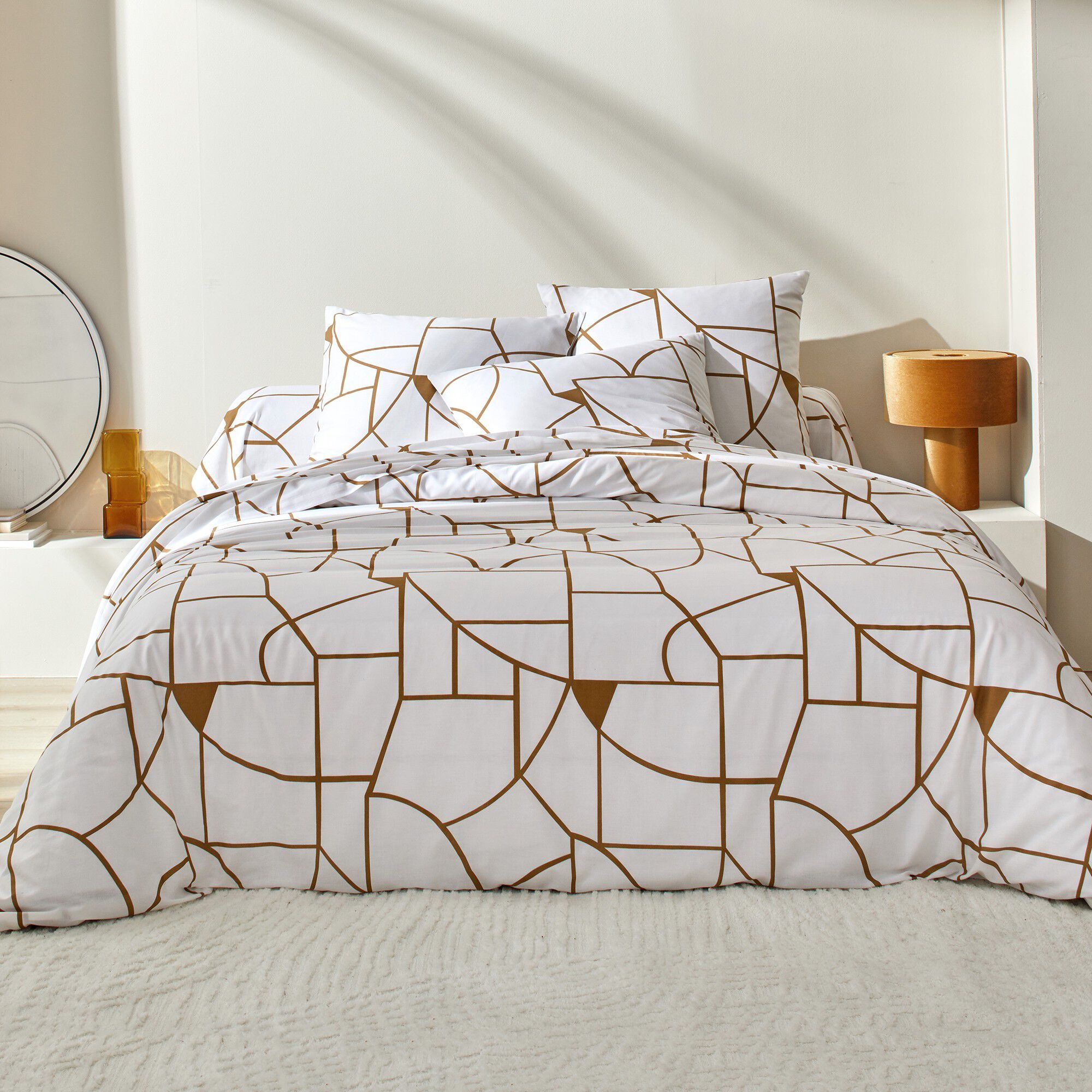 Linge de lit Geoffroy en coton à motifs graphiques