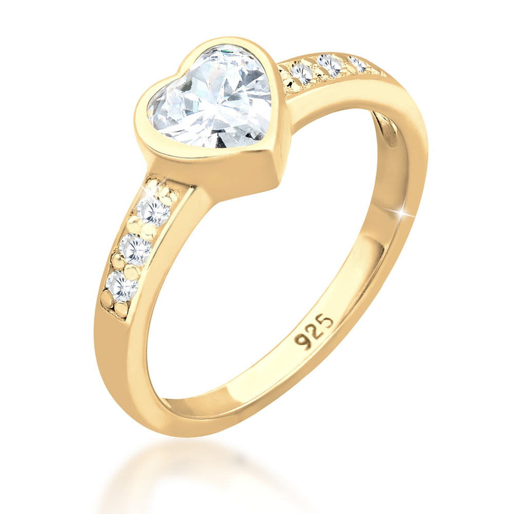 Elli Elli Bague Femmes Coeur Symbole Fiançailles avec Cristaux de Zirconium en Argent  Bague
