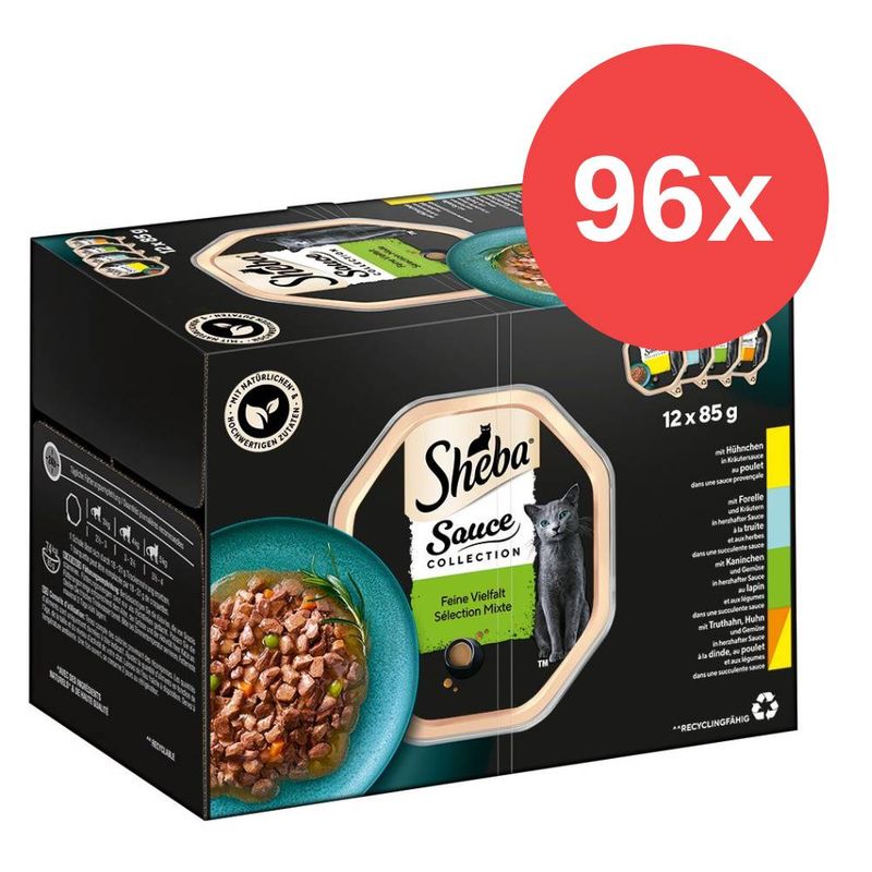 Sparpaket Sheba Varietäten Schälchen 96 x 85 g zu
